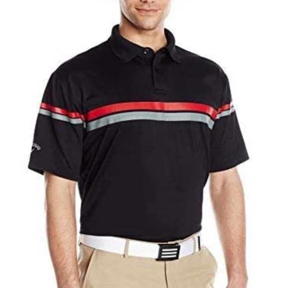 Callaway Other - Callaway Mens Opti Dri Golf Polo Short Sleeve Logo Stripe Black Medium